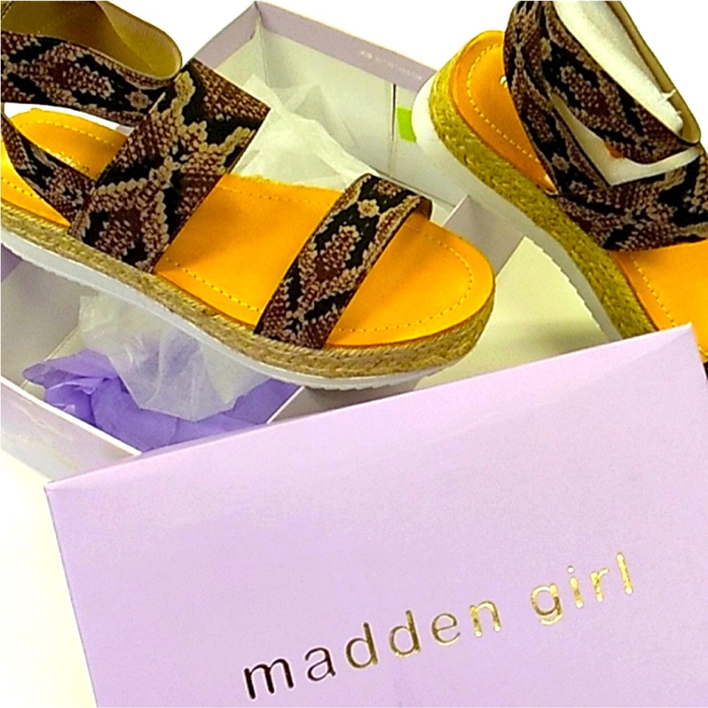 MaddenGirl women’s espadrille sandals animal print 10
